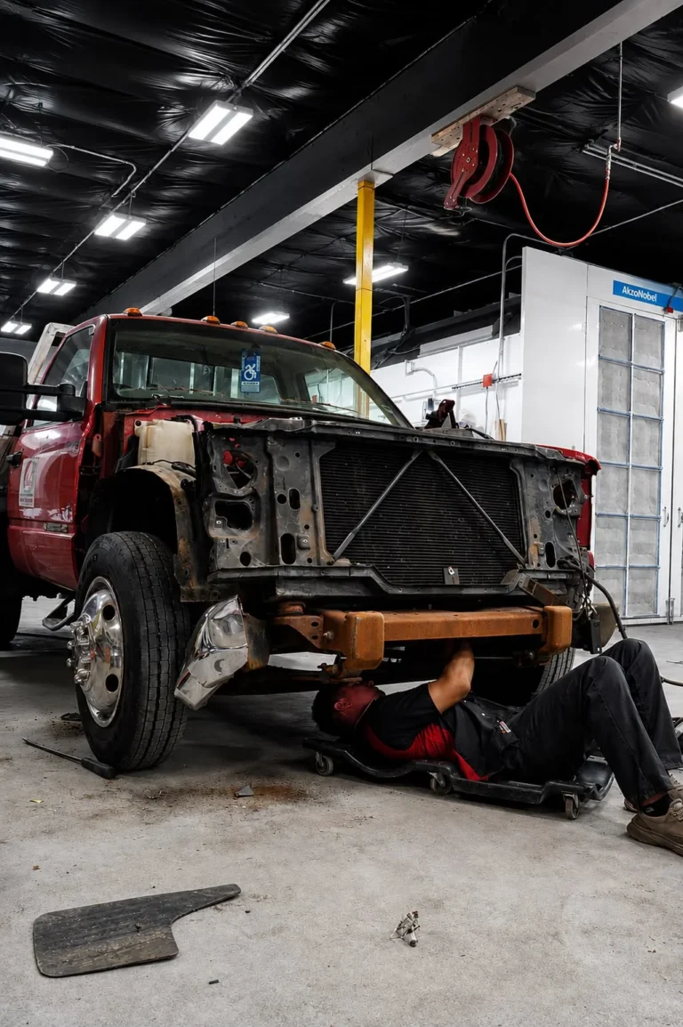 Vehicle with collision and frame damage at Kent Auto Body